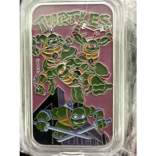 1 oz Silver Colorized Enamel TMNT #/150pcs Teenage Mutant Ninja Turtles Bar