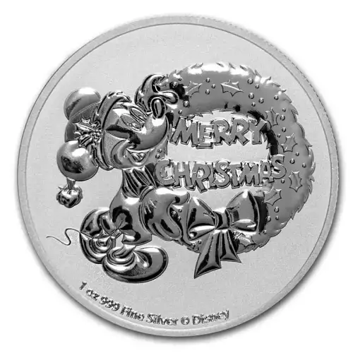 2021 Niue 1 oz Silver $2 Disney Mickey Mouse Christmas Coin